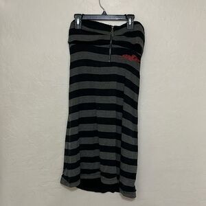 Srh Skate Emo Black Gray Striped Strapless Tunic Casual